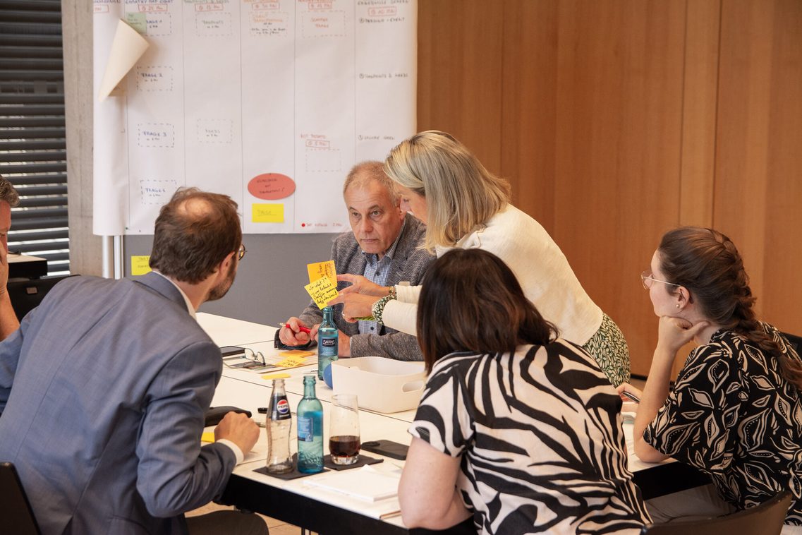 Gruppenarbeit beim Design Thinking Workshop der Educational Tour