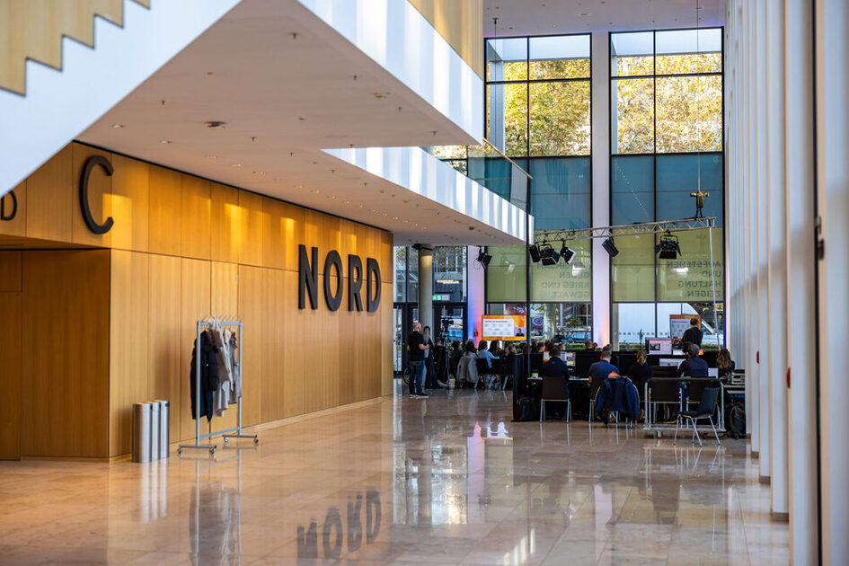 North Hall at a hybrid event